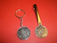 FLORIN COIN 2 SHILLING - SILVER KEY RING/CHAIN & NAPKIN CLIP SET - 1953 to 1967