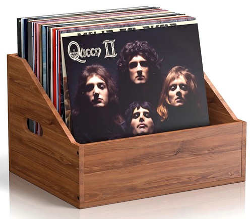 Wood vinyl record storage - record,