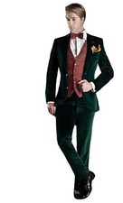 Men Slim Fit Suit Green Velvet