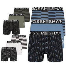 3 & 6 Pack Crosshatch Mens Striped Boxers Underwear Trunks Designer Assorted Set