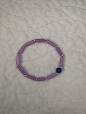 Pale Amethyst Tubular Beads With Silver Spacer Beads Bracelet 18 Cm