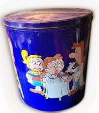 Large Tetley Tea Tin Blue Illustrated 11" High Empty Tin For 1100 Teabags 