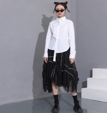 Black Full Pettiskirt  Vtg Lagenlook Victorian Pagen Organza Punk Skirt  10 12