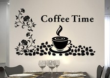 wkf03 wall decal wall sticker wall saying cafe coffee kitchen flowers tendril