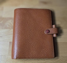 Filofax Finsbury Grain Leather Tan Brown Pocket Ring Organiser - GC!