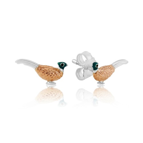 Pheasant stud earrings - pheasant, in