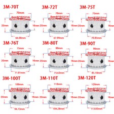3M 70T-120T Timing Pulley