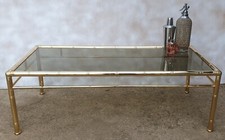 Mid Century Italian Faux Bamboo Brass Coffee Table