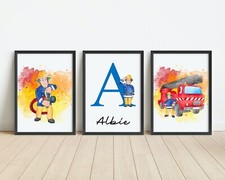 Fireman Sam Personalised Wall Art Poster Print Picture Gift A3 Prints Only Set