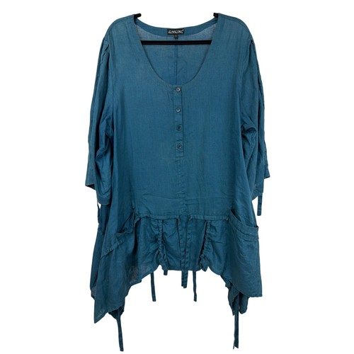 Hebbeding blue linen 4 - linen, 3/4