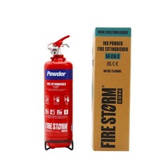 Fire Extinguisher 1kg Powder ABC Dry Firestorm, Bracket Car Taxi Caravan Kitchen