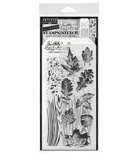 Stampers Anonymous Tim Holtz  Stamps + Stencil Leaf Prints THMM167