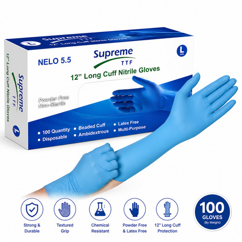 Blue nitrile disposable gloves - blue,