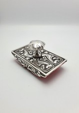 Splendid Art Nouveau Rocker Blotter – Antique Silver-Plated Desk Accessory c1900