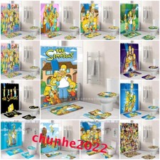 The Simpsons 3D Waterproof Shower Curtain Bathroom Mat Rug Toilet Cover Mat Lid