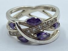 Beautiful Vintage Sterling Silver Diamonique Cubic Zirconia Ring Size O 