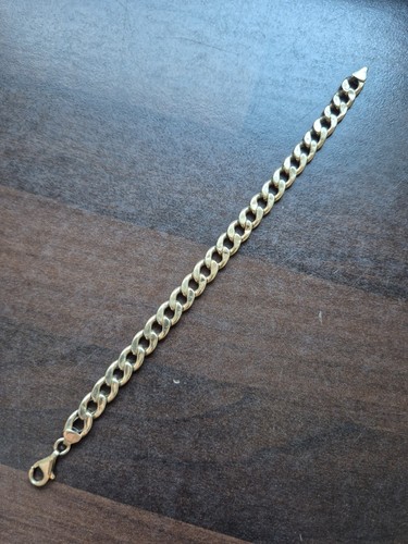 9ct gold hollow curb bracelet - 9ct,