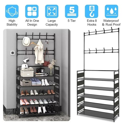 Tiers metal shelves hooks - 5,