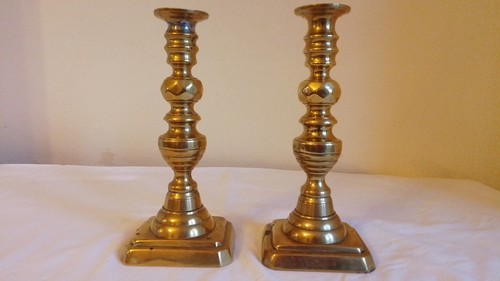 Pair antique solid - solid, brass