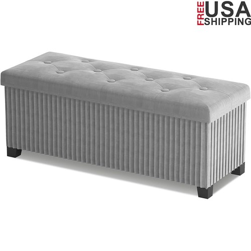 Velvet storage ottoman bench - ottoman,