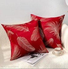 Silk Leaf Design Cushion Cover