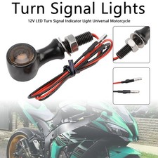 12V LED Turn Signal Indicator Light 8mm Universal Motorcycle For Suzuki Black.