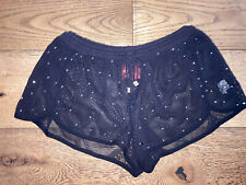 River Island pacha Black chiffon Sheer broderie anglaise Shorts Hot Pants Ibiza