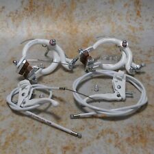 Dia-Compe MX890 / Tech-III Complete Old School BMX Brake Set White Pair Burner