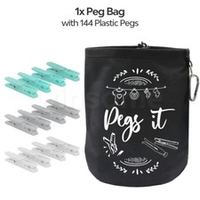 Large Waterproof Peg Bag with 144 Plastic Pegs Clothes Airer Washing Line Drying