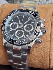 Mens Black Divers Chronograph Watch VK63 Quartz Movement. Sapphire Glass 100m WR