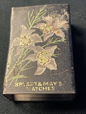 Victorian Bryant And May Metal Match Box Holder With Flower Design