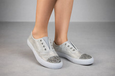Womens Canvas Pumps Silver