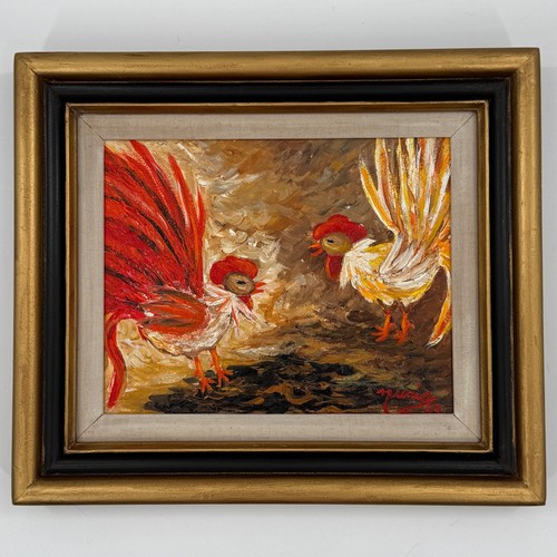 Original rooster oil painting - original,