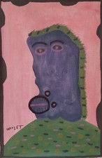 Mose Tolliver Signed American Folk Art Oil Painting – Vintage Art on Canvas