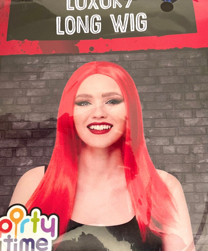 Red long straight wig fancy - long,