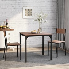3 Piece Modern Dining Table Set Table and 2 Chairs Space Saving Kitchen Brown