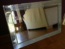 Glitter silver mirror Frame Glass living room lounge bedroom wall 40x60cm bling