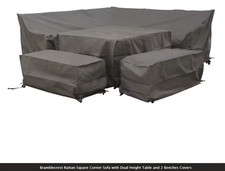 Bramblecrest Rattan Square Corner Sofa with Dual Height Table and 2 Benches Cove