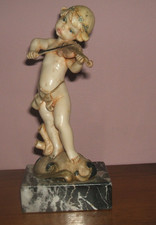 Italian Depose boy playing violin Figure  Simonelli on Carrera Marble Base VGC