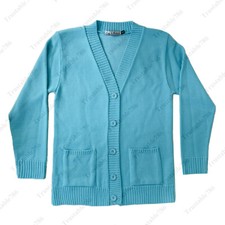 Ladies Plain Knitted Warm Button Up Cardigan With Two Pockets Size S-XL UK Made