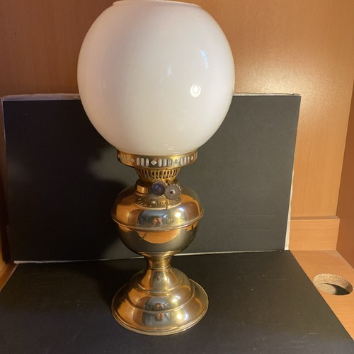 Antique brass oil lamp - brass,