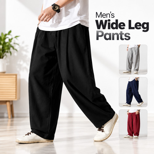 Men wide leg - linen, cotton