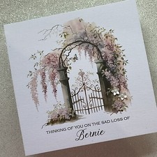 PERSONALISED Sympathy Card Sorry Bereavement Condolence  Wisteria Gates