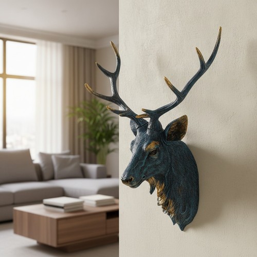 Blue deer wall - blue,
