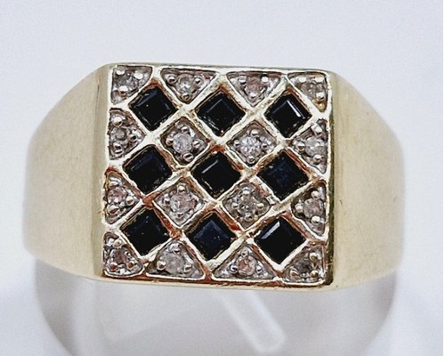 9ct yellow gold mens sapphire - 9ct,