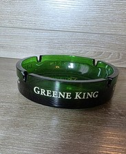 Greene King Breweriana Green Glass Ashtray Vintage