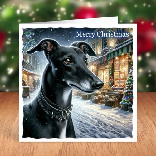 Greyhound dog christmas - dog, card