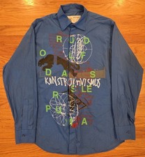 Puma Rudolf Dassler Schuhfabrik Button Up Shirt Size L Used Blue Rudi