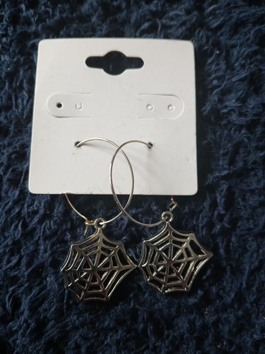 Spider web hoop earrings - web,