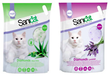 Sanicat Silica Crystal Diamonds Gel Non Clump Cat Litter Lavender Aloe Vera 5L